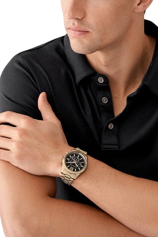 Stalen Quartz Horloge - Chronograaf - Goudkleurig