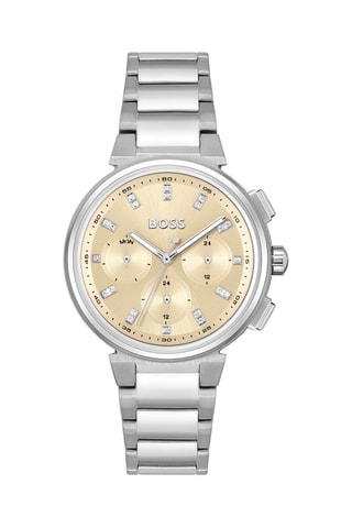 Stalen Quartz Horloge - Zilverkleurig en Beige