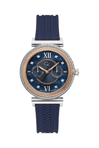 Siliconen Quartz Horloge met Swarovski Kristallen - Marineblauw en Roségoudkleurig