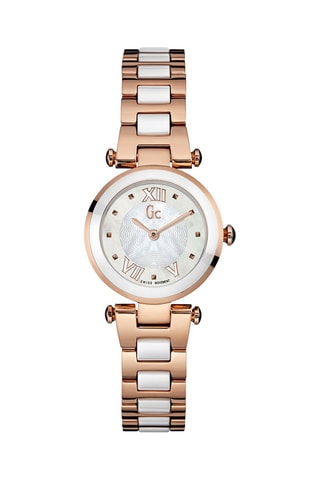 Stalen Quartz Horloge Roségoudkleurig en Wit