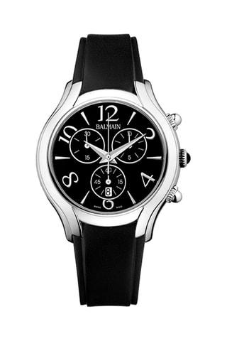 Silicone Quartz Horloge Balmain de Balmain Chrono Lady- Zwart en Zilverkleurig- Chronograaf