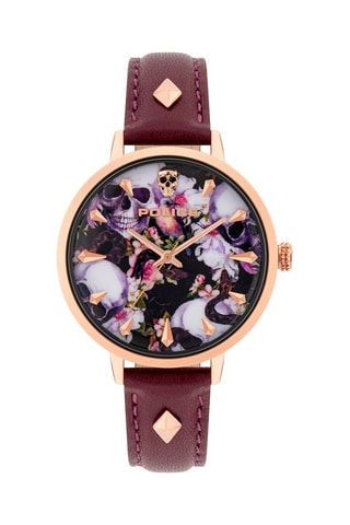 Leren en Doublé Roségoud Ion Quartz Horloge Miona