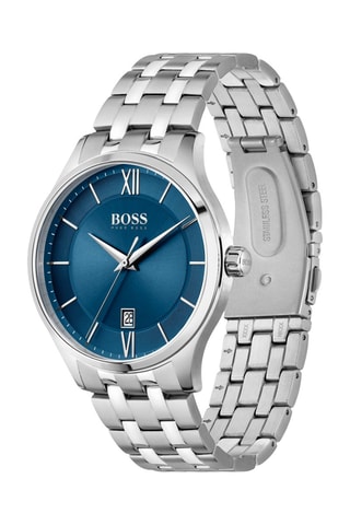 Stalen Quartz Horloge - Zilverkleurig en Blauw