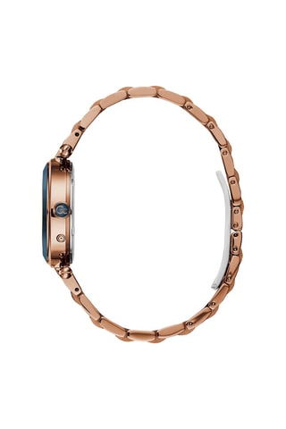 Montre à quartz en céramique et acier - Bleu marine et doré rose 