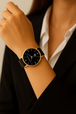 Polyurethaan Quartz Horloge - Zwart en Goudkleurig