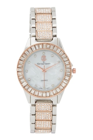 Stalen en Parelmoeren Quartz Horloge