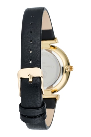 Montre à quartz en cuir synthétique - Noir et doré ?