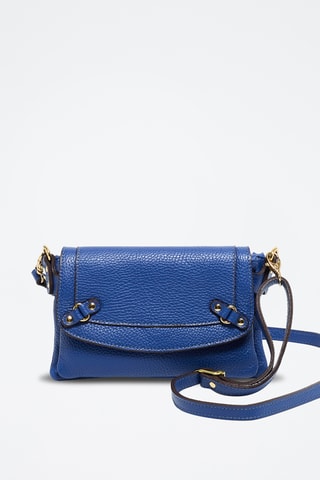 Leren Schoudertas Joe - Blauw en goudkleurig