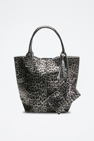 Leren Trendy Handtas Yana - Grijs en zwart