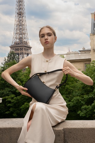 Leren Trendy Handtas Juna  - Zwart