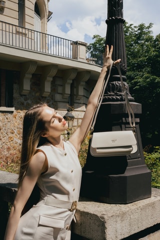 Leren Schoudertas Lior  - Beige