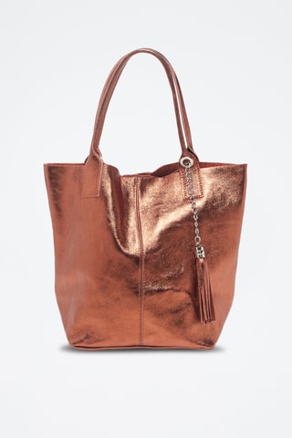 Leren Trendy Handtas Yana - Bruin en goudkleurig