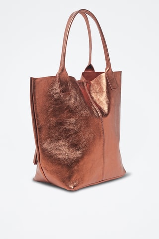 Leren Trendy Handtas Yana - Bruin en goudkleurig