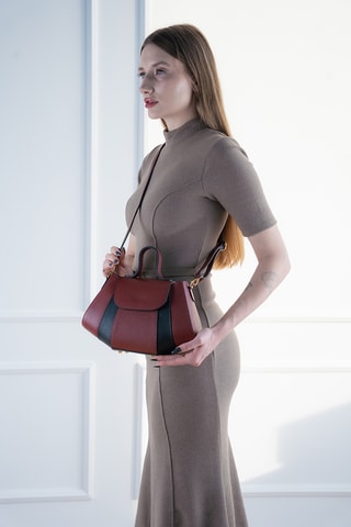 Leren Schoudertas Lara  - Bordeauxrood