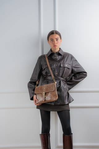 Leren Schoudertas Otis - Taupe