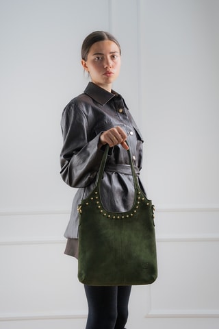 Nubuck Trendy Handtas Dane - Groen