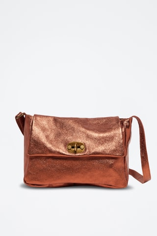 Leren Schoudertas Ana - Zilverkleurig en bruin