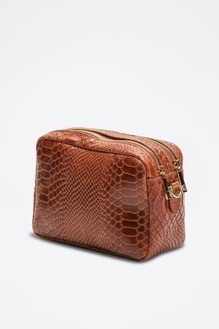 Leren Schoudertas Cleo - Zilverkleurig en bruin