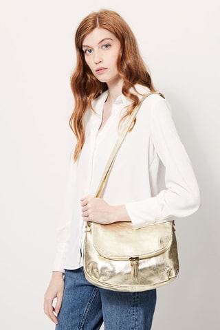 Leren Schoudertas Lana - Goudkleurig
