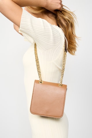 Leren Schoudertas Box - Camel