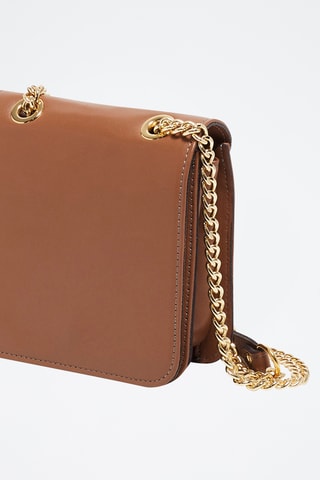 Leren Schoudertas Box - Camel