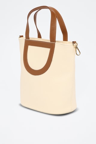 Leren Schoudertas Saia - Wit en camel