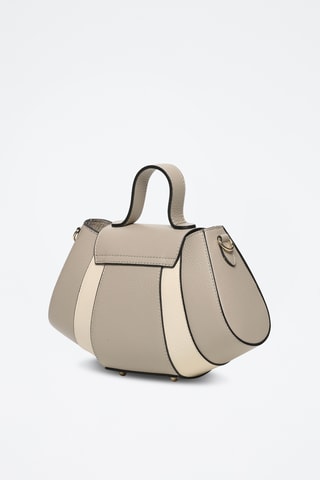 Leren Schoudertas Lara - Taupe en wit