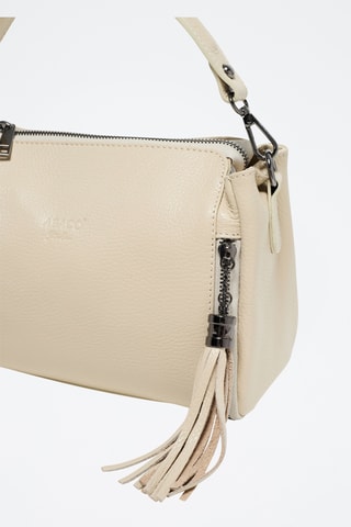 Leren Handtas Smoo - Beige en zwart