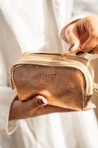 Leren Portemonnee - Goudkleurig en roze