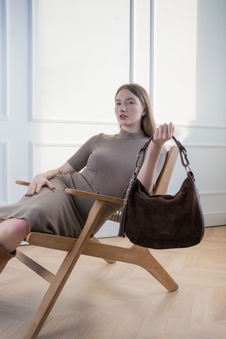 Nubuck Schoudertas Kai - Bruin