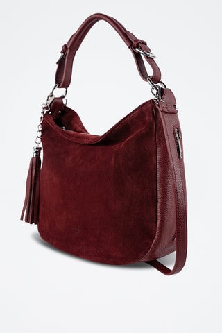 Nubuck Schoudertas Kai - Bordeauxrood