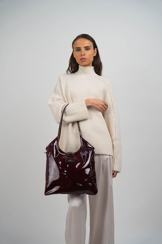 Leren Trendy Handtas Neven - Bordeauxrood