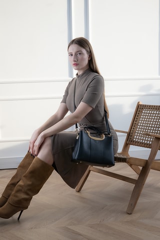 Leren Schoudertas Olivia - Zwart