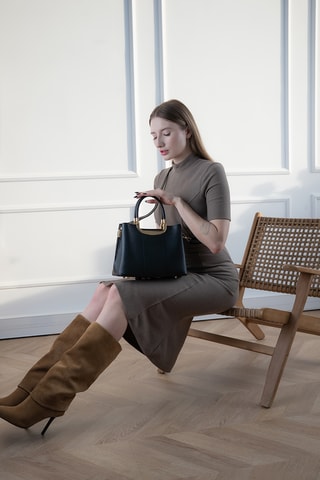 Leren Schoudertas Olivia - Zwart