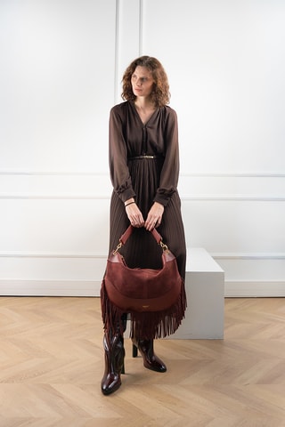 Nubuck Trendy Handtas Kael Frange - Bordeauxrood