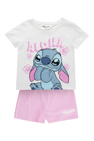 T-shirt en Short Stitch Lilo en Stitch Disney - Wit en Roze