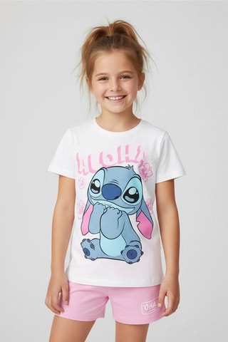 T-shirt en Short Stitch Lilo en Stitch Disney - Wit en Roze