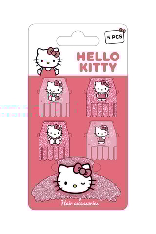 5 Haarspelden Hello Kitty Sanrio - Koraalrood en Roze