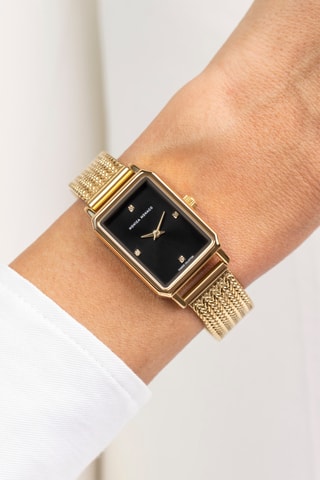 Stalen Quartz Horloge met Diamant - Monica Monaco