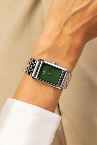 Stalen Quartz Horloge - Zilverkleurig en groen - Frederic Graff