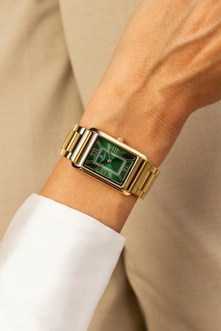 Stalen Quartz Horloge -Goudkleurig en groen - Frederic Graff