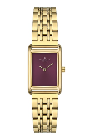 Stalen Quartz Horloge -Goudkleurig en bordeauxrood - Frederic Graff