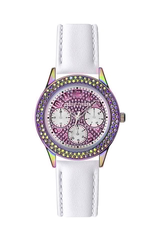 Leren Quartz Horloge - Chronograaf - Wit en Grijs