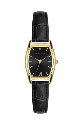 Leren Quartz Horloge met Diamant - Goudkleurig