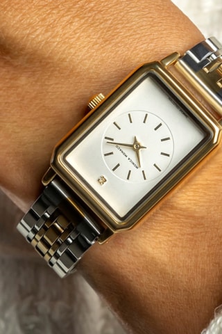 Stalen Quartz Horloge met Diamant - Goudkleurig en Zilverkleurig