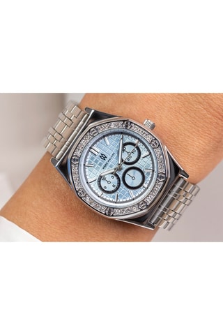 Stalen Quartz Horloge - Zilverkleurig en Blauw