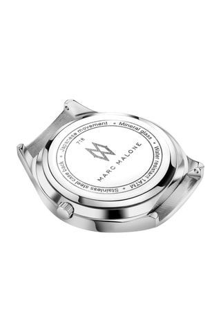 Stalen en Doublé Zilver Ion Quartz Horloge met Parelmoer Teresa - Zilverkleurig en Zwart - Marc Malone