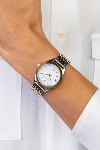 Stalen Quartz Horloge - Zilverkleurig en Goudkleurig - Marc Malone