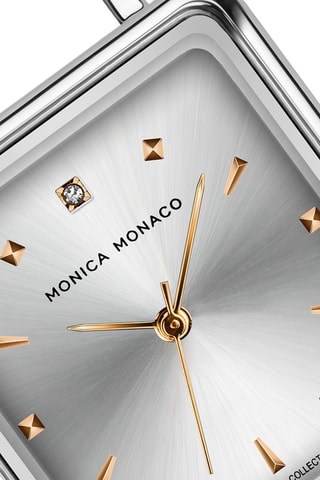 Stalen Quartz Horloge met Diamant - Roségoudkleurig en Zilverkleurig