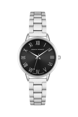 Stalen Quartz Horloge met Diamant - Monica Monaco